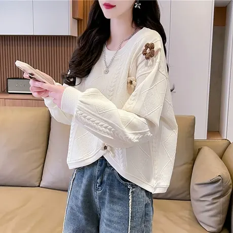 设计感小众卫衣女2024新款春秋韩版宽松薄款小个子短款上衣服外套图片