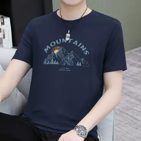 莫代尔圆领短袖t恤男装速干冰丝凉感半袖国潮体恤上衣服简约百搭图片