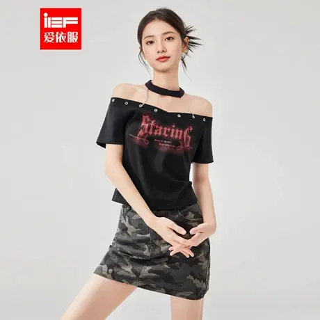 IEF/爱依服2025夏季新款美式潮酷个性辣妹气质设计感百搭上衣图片