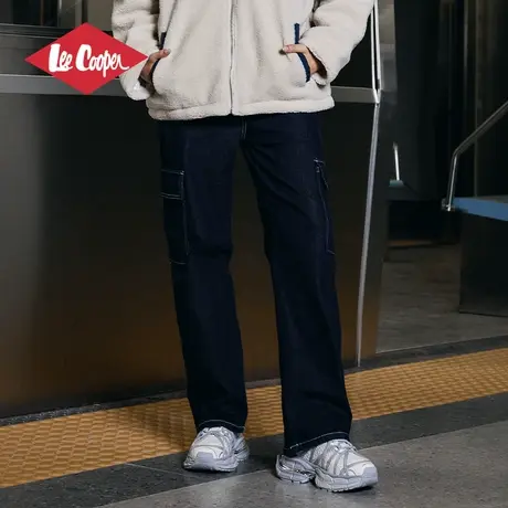 Lee Cooper牛仔裤女2025春季新款复古宽松直筒高腰工装阔腿长裤子商品大图