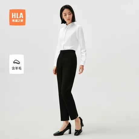 【含羊毛】HLA/海澜之家长袖女士正装衬衫秋新款微弹商务职业衬衣图片