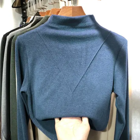 双面德绒半高领打底衫女冬内搭秋冬加绒加厚2024女士保暖上衣洋气图片