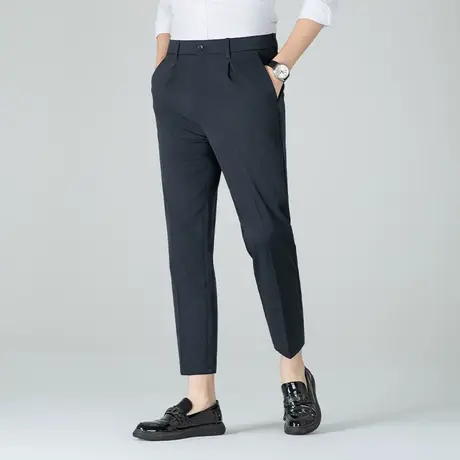 西装裤免烫修身黑色商务正装职业西裤男2024春夏薄款九分裤子百搭商品大图