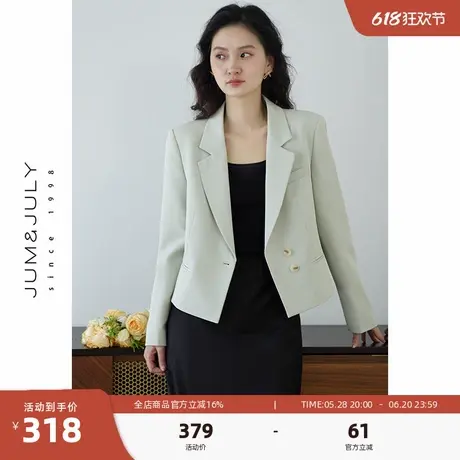 嘉茱莉小个子短款翻驳领西装外套女2025春季新款单排扣小西服上衣商品大图