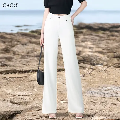 白色阔腿牛仔裤女高腰韩国原创设计2025春新款黑色宽松直筒长裤商品大图