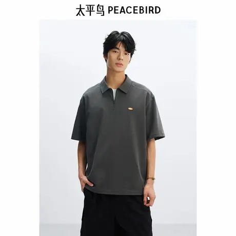 【华夫格】太平鸟男装 美式POLO衫25年夏季新款潮流翻领短袖t恤图片
