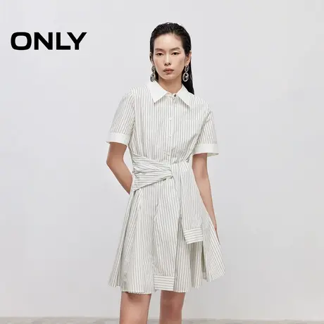 ONLY2025夏季新款仿衬衫袖系带显瘦A字短裙翻领衬衫裙连衣裙女商品大图