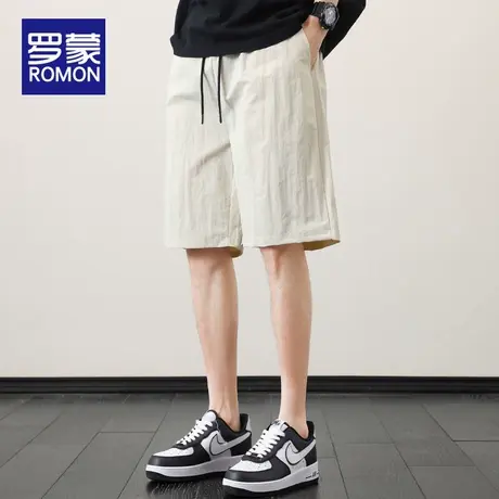罗蒙男士休闲短裤夏薄款宽松冰丝男裤2025新款潮牌美式五分裤中裤图片