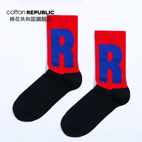 @Cotton Republic/棉花共和国女士中筒袜撞色提花休闲棉袜商品大图