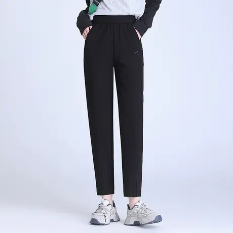 黑色休闲裤小脚裤女2023秋季新款松紧腰哈伦裤小个子时尚萝卜裤子图片