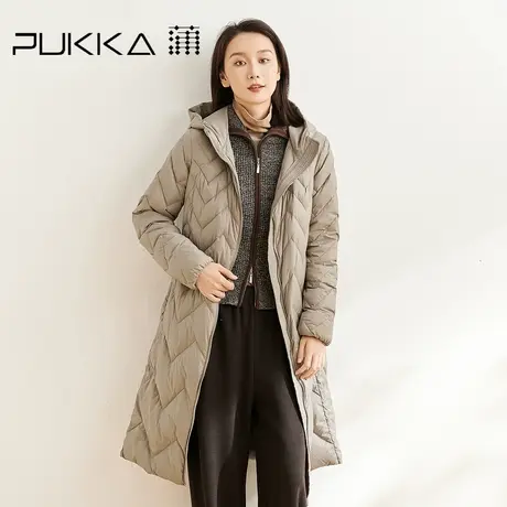 蒲PUKKA 轻暖轻薄连帽羽绒服女秋冬新款宽松休闲中长款外套商品大图