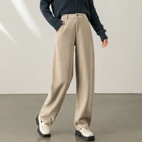 小个子桑蚕丝醋酸羊毛呢香蕉阔腿裤女2024秋冬新款加厚休闲拖地裤商品大图