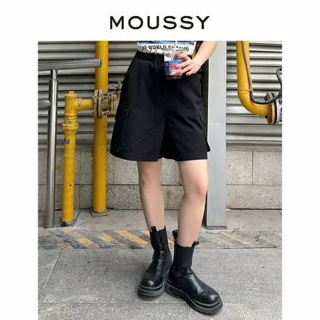 MOUSSY 工装风休闲大口袋松紧高腰直筒纯棉短裤女028GSZ30-0商品大图