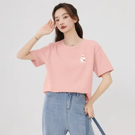 JR真维斯短袖t恤衫女2025新款春夏少女纯棉宽松休闲上衣印花衣服商品大图