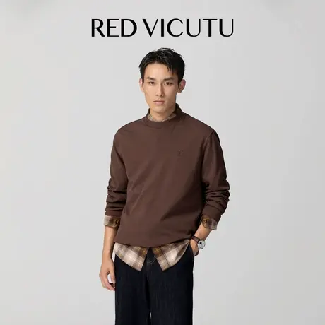 VICUTU威可多男士长袖圆领T恤舒适亲肤休闲时尚百搭秋季新品衬衫图片