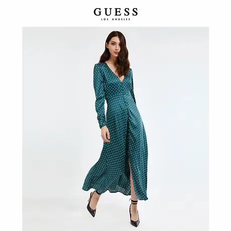 GUESS女士舒适甜妹V领垂感连衣裙-W2RK00WD8G2商品大图
