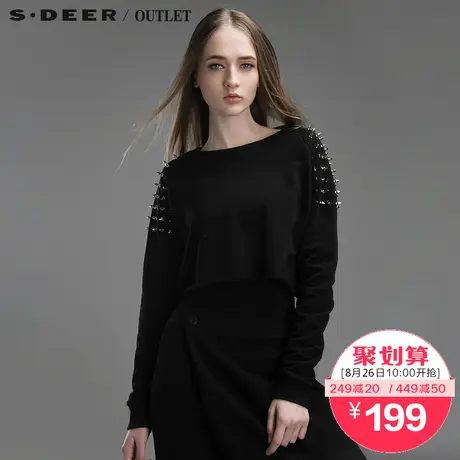 【清仓】sdeer圣迪奥三角铆钉肩章短款上衣S15182265图片