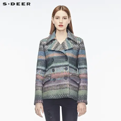 sdeer圣迪奥女繁复图腾印花翻领外套S16482220图片