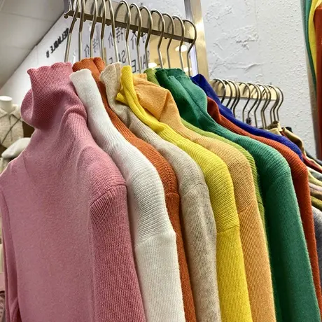 新款羊毛衫女软糯薄款堆堆高领毛衣秋冬微透弹力修身针织打底绒衫商品大图