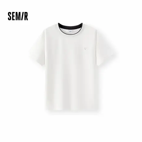 [商场同款]森马短袖T恤男撞色假两件2025夏新款休闲上衣时尚百搭图片