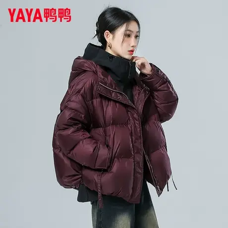 鸭鸭羽绒服女2023年秋冬新短款加厚连帽宽松百搭休闲保暖外套AT图片