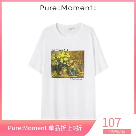 Pure ⛅Moment上衣年夏季新款个性印花短袖休闲时尚T恤女图片