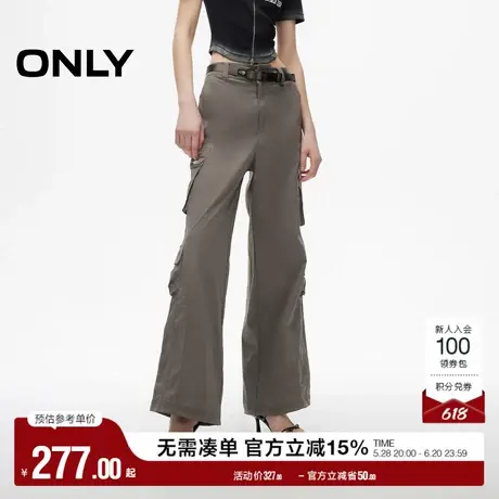 ONLY2025夏季新款侧缝潮酷结构线多口袋宽松高腰直筒裤休闲裤女商品大图