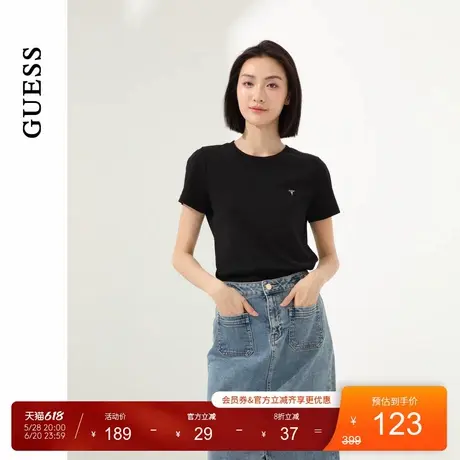 GUESS女士经典百搭多巴胺简约纯色短袖T恤-YO2K9482图片