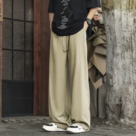 回力美式冰丝弯刀休闲长裤男士夏季薄款速干直筒宽松男生运动裤子商品大图