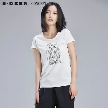 S·DEER＼CONCEPT【新品】圣迪奥女趣味抽象印花短袖T恤S16280122图片