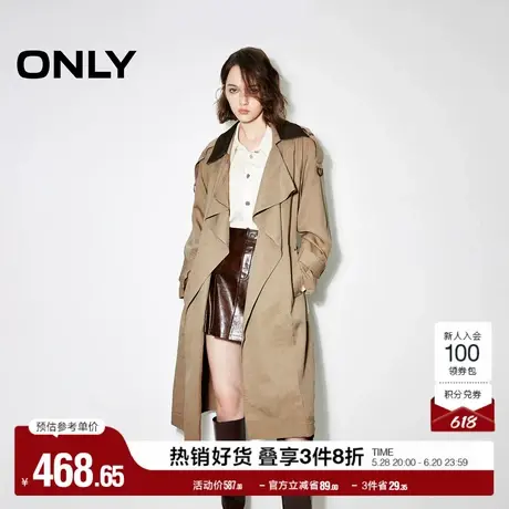 ONLY奥莱夏季时尚百搭翻领落肩系带风衣外套女商品大图