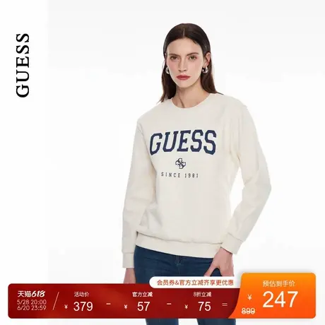 GUESS男女同款街头日常圆领套头加绒卫衣-MO4K9462C商品大图
