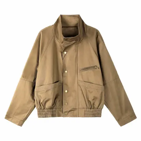 a02休闲工装外套小众设计感长袖夹克2025春季小个子短款女式风衣商品大图