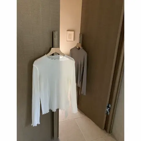 2025春夏新款韩版木耳边网纱显瘦百搭叠穿神器打底衫外穿防晒上衣商品大图