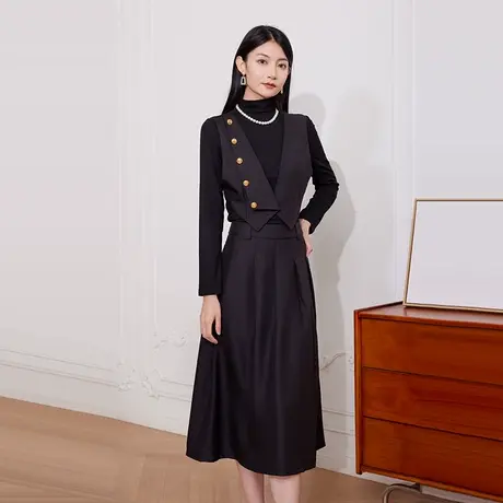 希区瑞普春新款名媛显瘦减龄酷飒打底两件套针织衫连衣裙套装商品大图