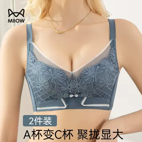 猫人内衣女小胸聚拢显大收副乳夏季新款无痕防下垂性感蕾丝文胸罩图片