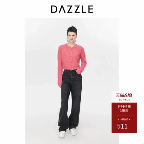 DAZZLE地素奥莱针织开衫冬短款千金风针织衫毛衣上衣女商品大图