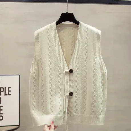 开衫v领流苏针织马甲背心女2025春秋新款宽松马夹麻花毛衣坎肩潮商品大图