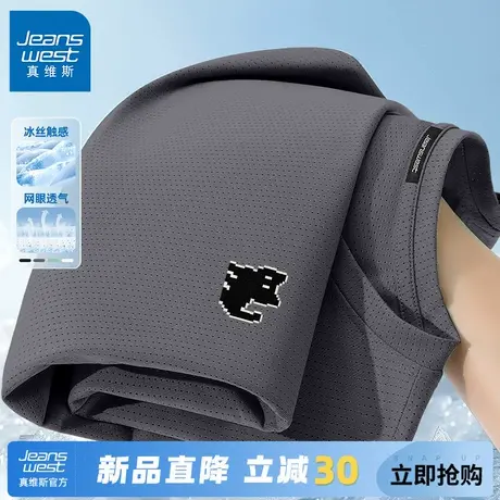 GV真维斯短袖男款夏高弹力网眼速干训练服2025新款冰丝凉感t恤衫C商品大图