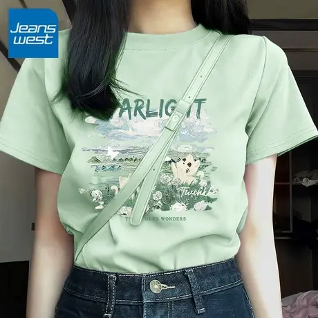 KV真维斯纯棉短袖t恤女2025新款 夏季轻薄透气时尚休闲宽松上衣女图片