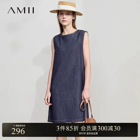 AMII【复古慵懒风牛仔连衣裙】复古简约宽松舒适背心牛仔连衣裙图片