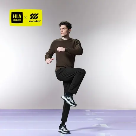 HLA/海澜之家运动sportsday针织衫24秋冬新款圆领长袖直筒毛衣男商品大图