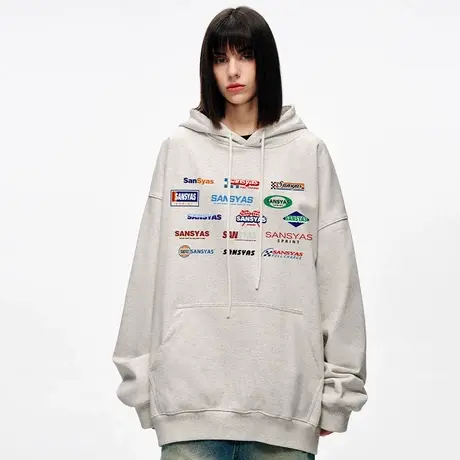 木村三社SANSYAS 小众重磅设计感卫衣男秋冬美式潮连帽宽松情侣款商品大图