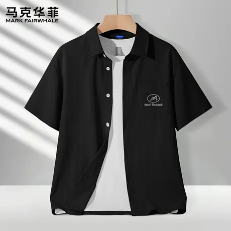 马克华菲衬衫短袖男2025新款美式高街男生上衣外套休闲夏季男装X商品大图