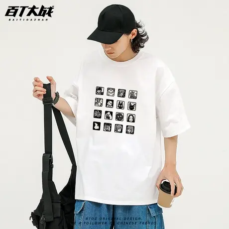 日系复古宫崎骏动漫短袖t恤男女款夏设计感潮牌圆领宽松情侣上衣图片