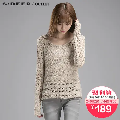 s.deer【聚】圣迪奥2015秋装新品唯美镂花钩针毛衣针织S15183570图片