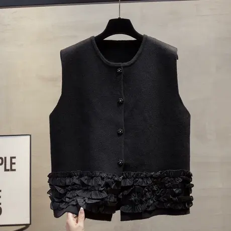 开衫蕾丝针织马甲背心女2025春秋新款宽松外穿马夹叠穿毛衣坎肩潮商品大图