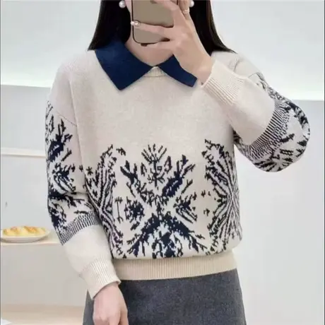 冬季2024新款设计感polo领毛衣女爆款加厚内搭针织打底衫洋气百搭图片