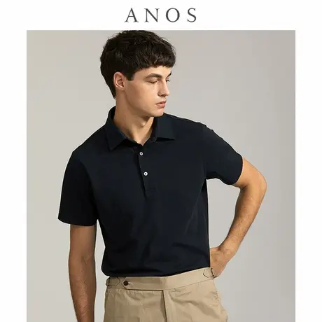 ANOS/新款夏季polo衫男短袖翻领宽松商务休闲纯色T恤修身简约透气商品大图