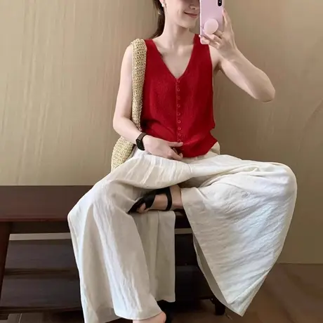 针织辣妹绝美漂亮小吊带背心女2025新款夏外穿高级感无袖挂脖上衣图片